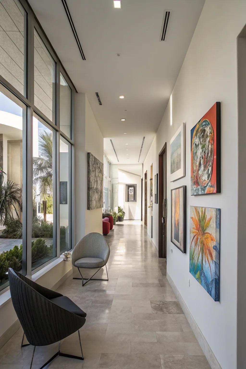 Vibrant artwork has the ability to transform your corridor into a lively collection.