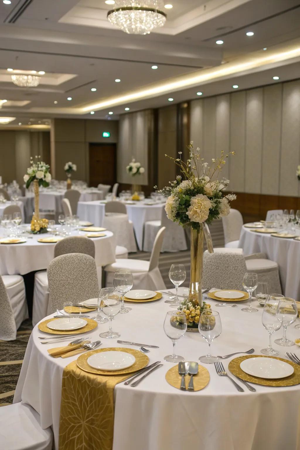 Stylish table settings suitable for an upscale party