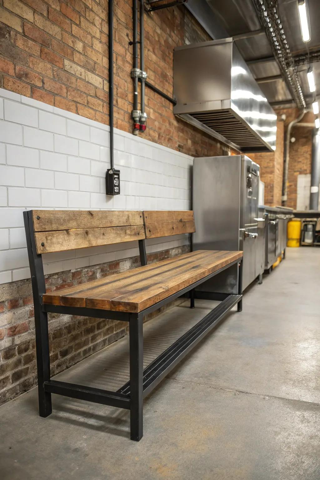 Industrial chic: A harmonious blend of metal and wood.