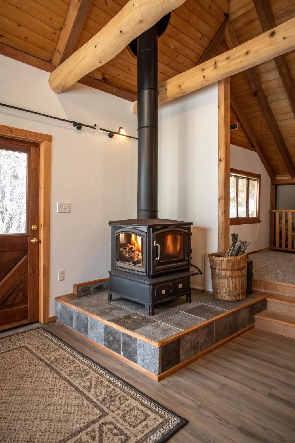 A raised hearth stage can make a stunning central point in your room.