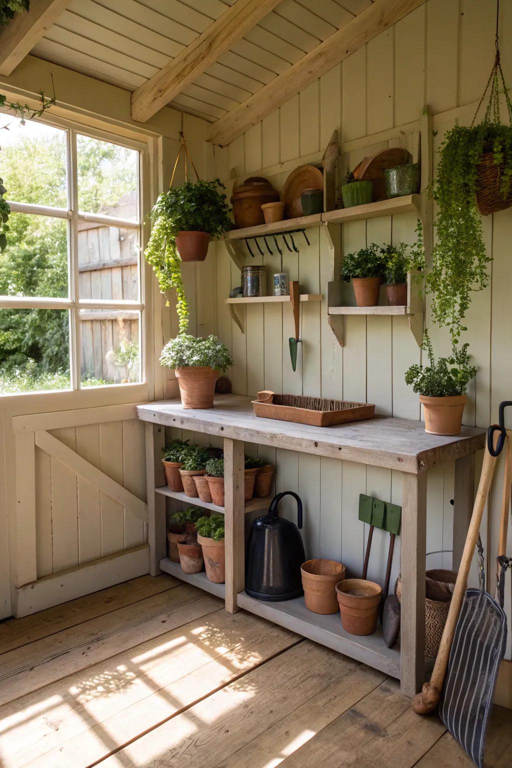 A gardener's dream with all essentials close by.