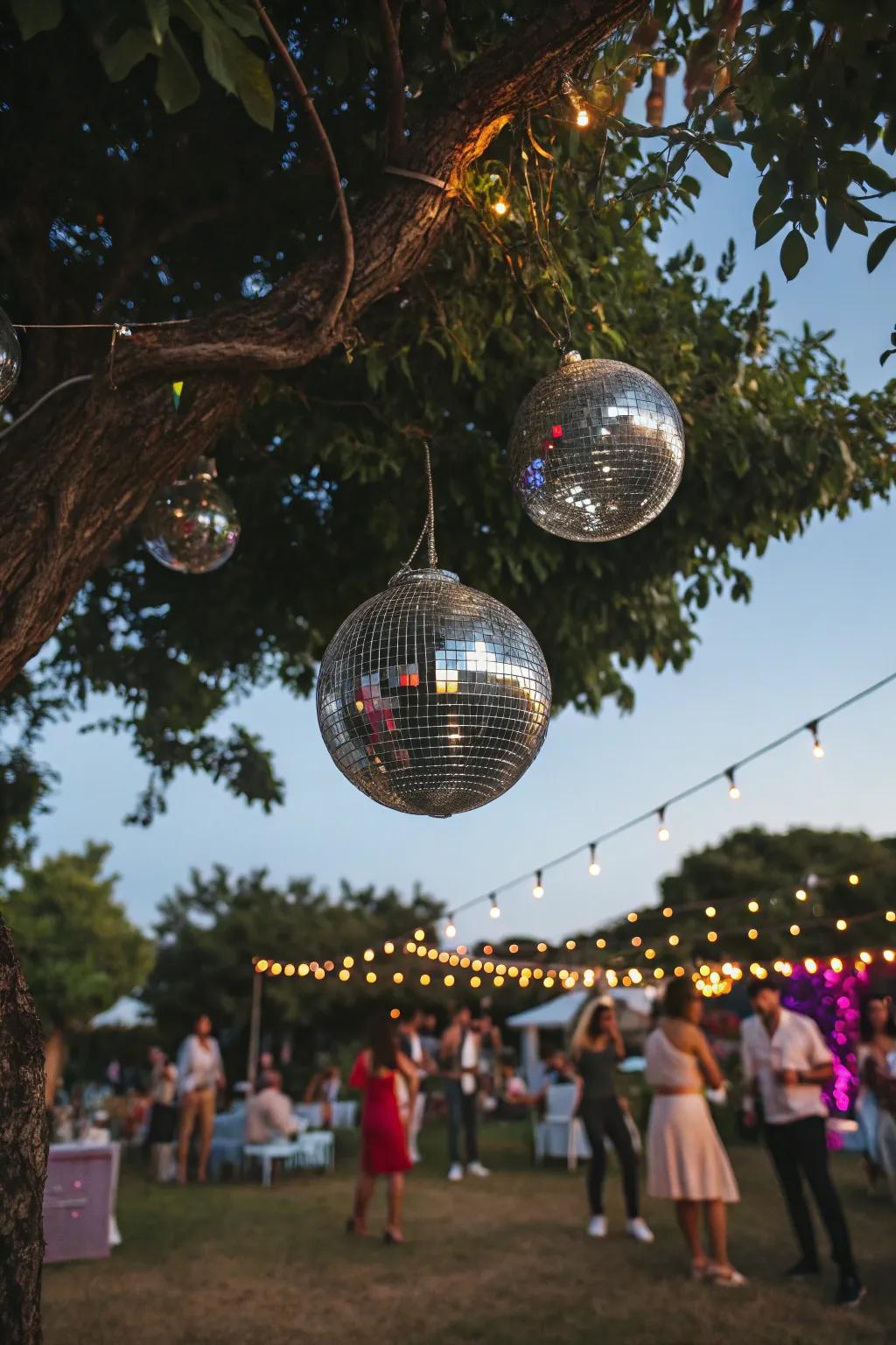 Incorporate a hint of glam with disco orbs that gleam beneath the celestial expanse.