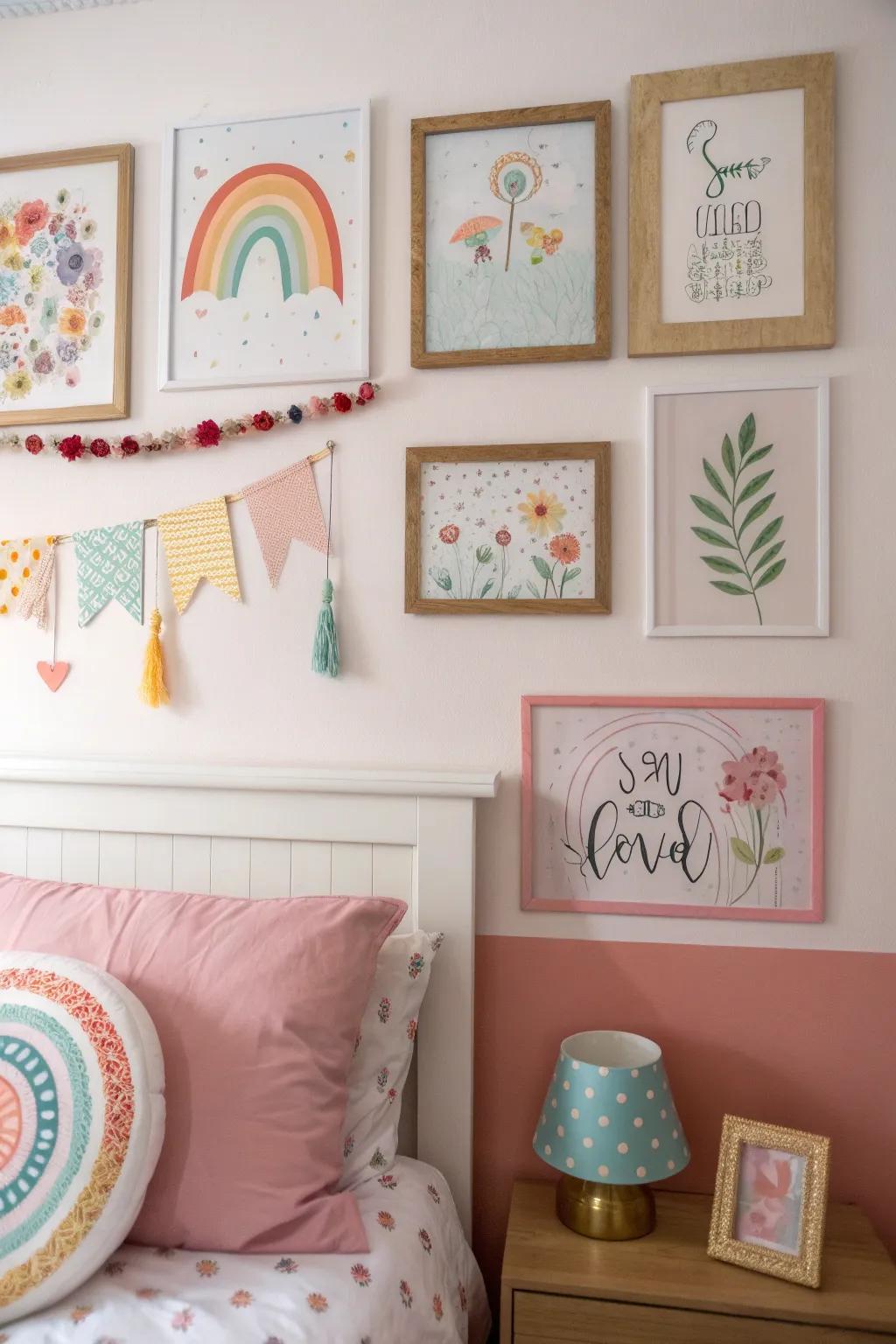Playful wall decor injects charm and character.