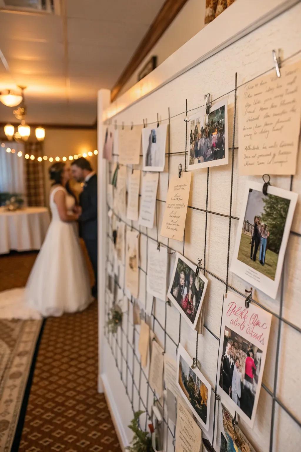An interactive memory exhibit brimming with photos and messages.