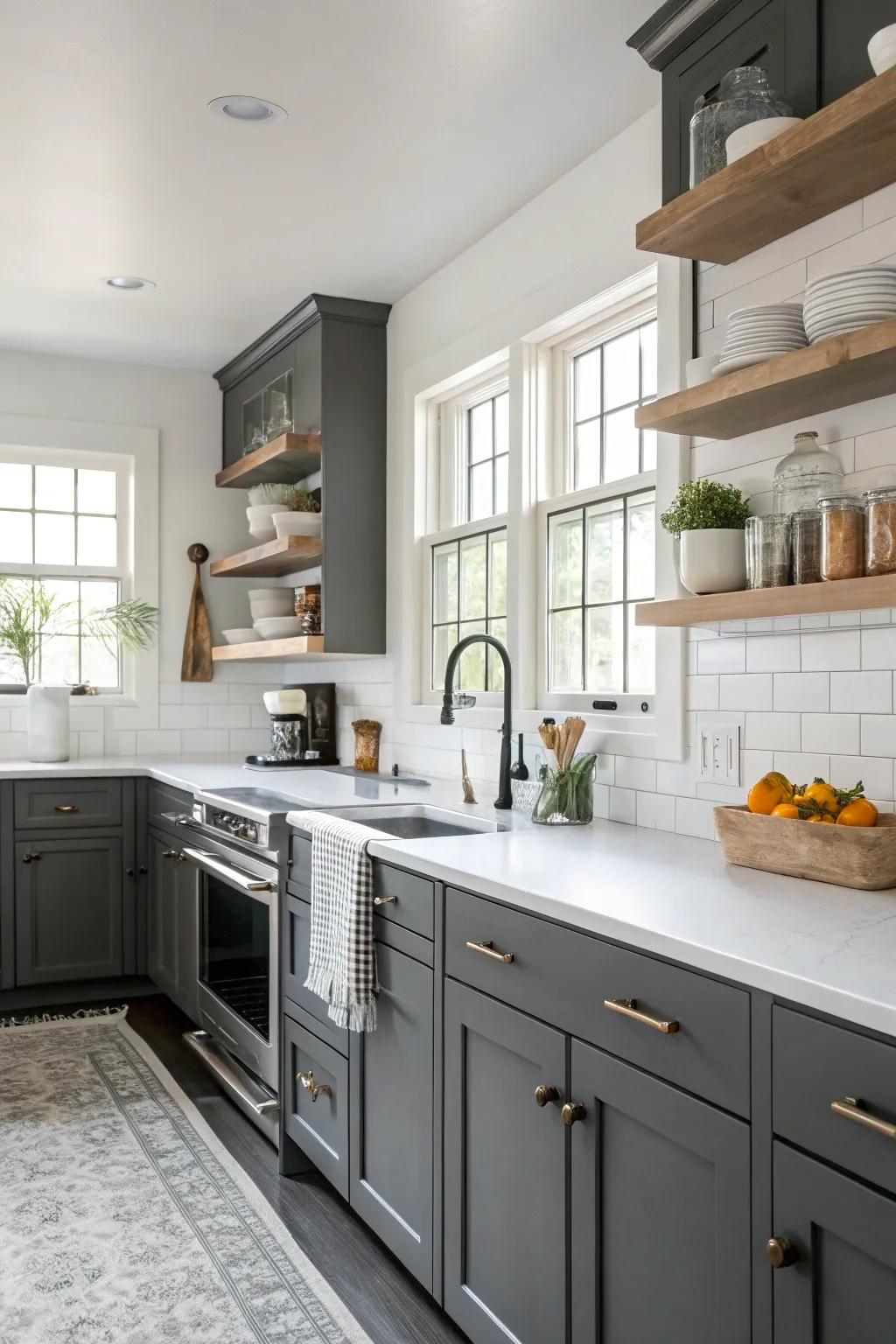 Profound shadow-toned units delightfully stood out from white ledges for a strong look.