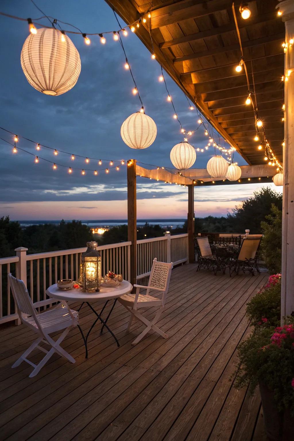Establish the mood with atmospheric lighting.