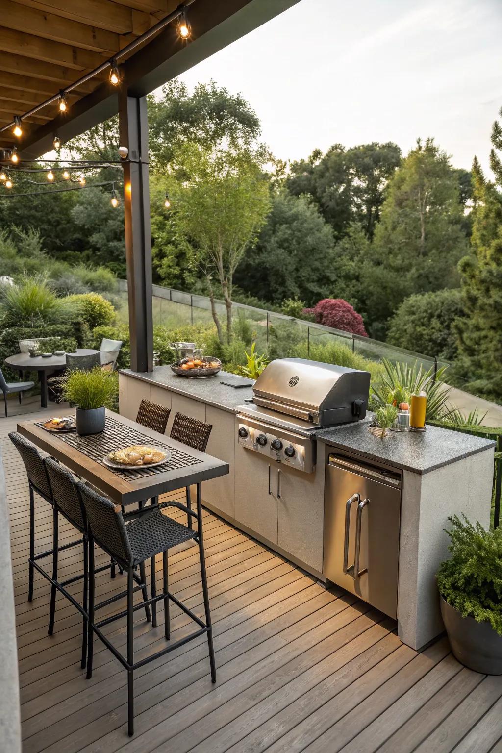 Prepare meals and host events in vogue with a fully outfitted outdoor kitchen.