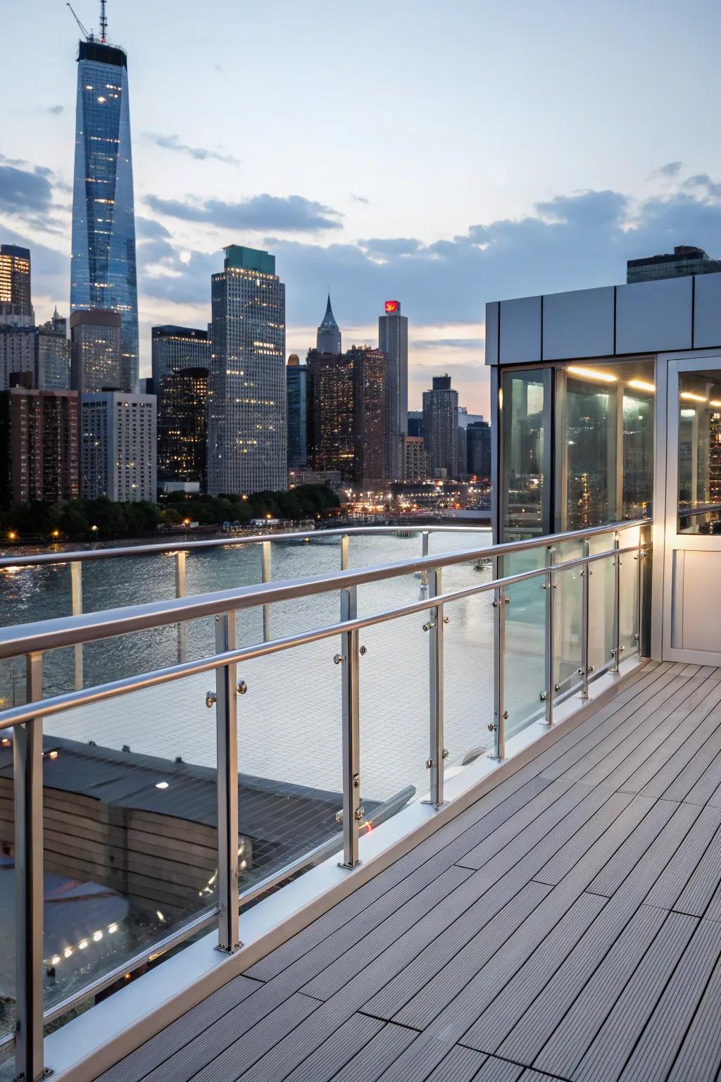 Metallic fascia brings a modern edge to outdoor environments.