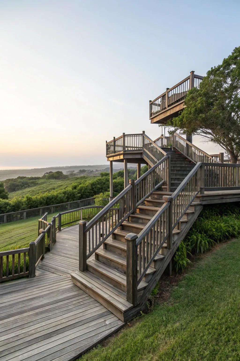 Construct tiers of amusement with layered deck steps.