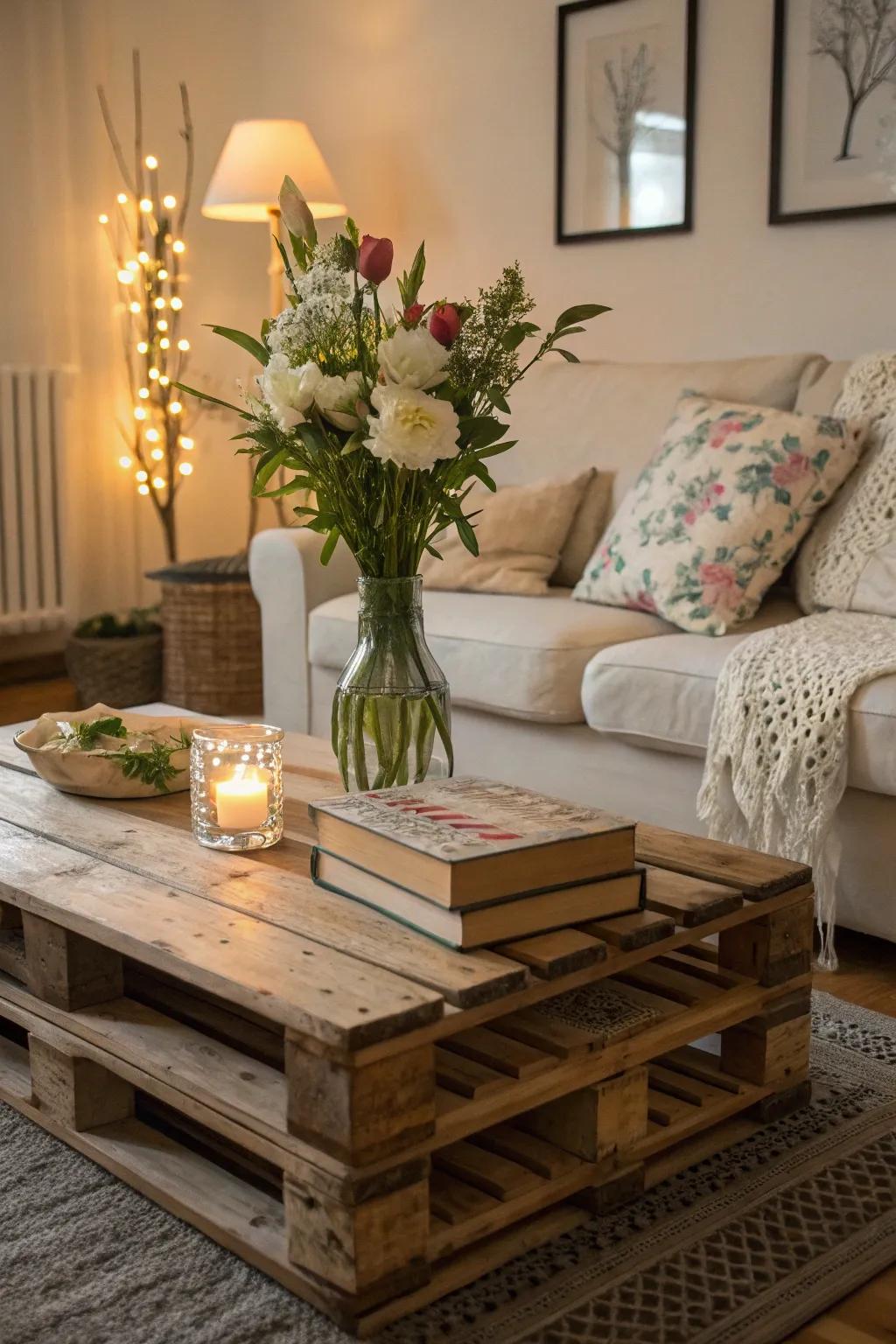 Unite beauty and practicality with a skid center table.