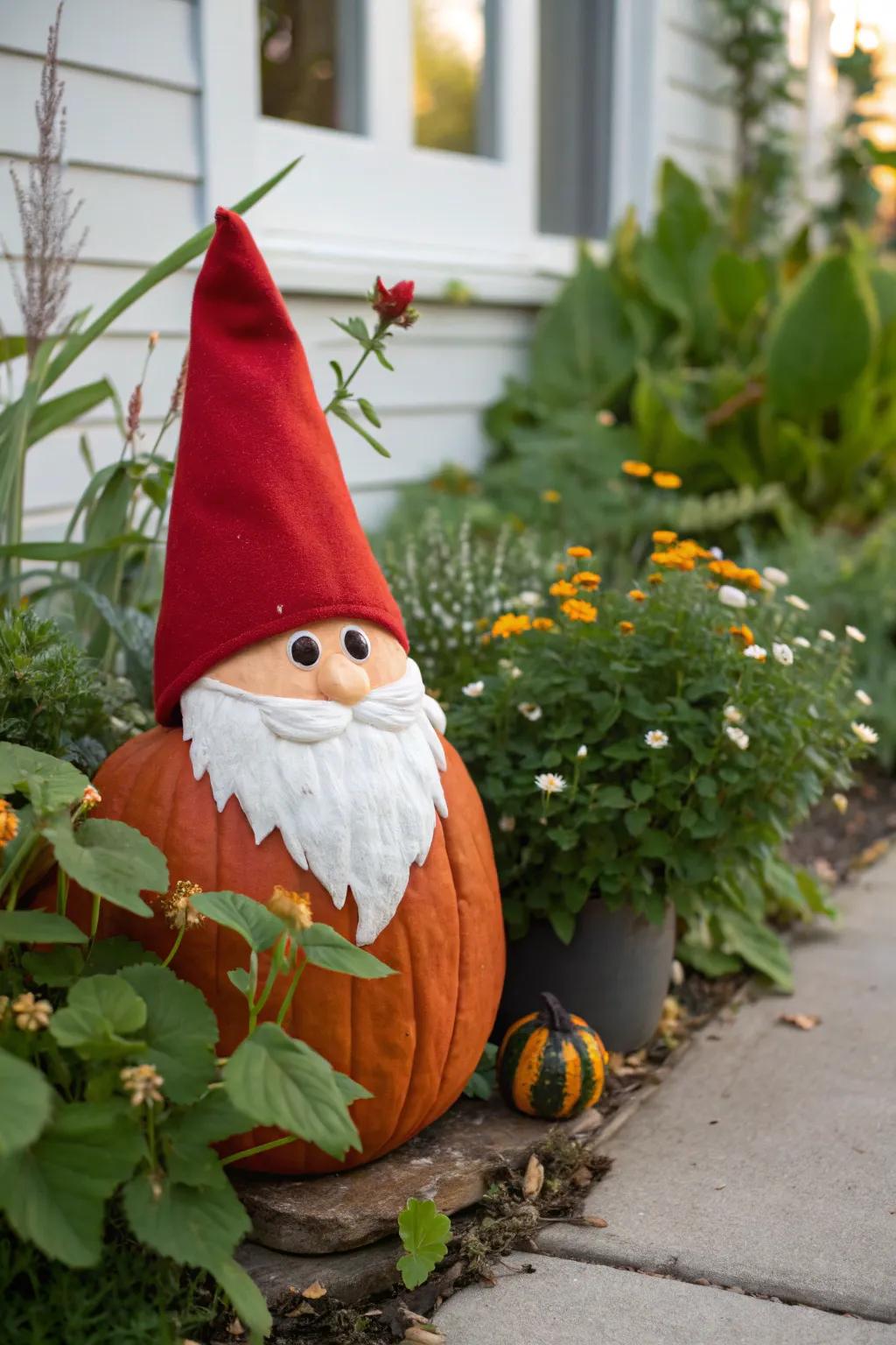 Infuse a dash of charm to your embellishments with a gnome-themed pumpkin.