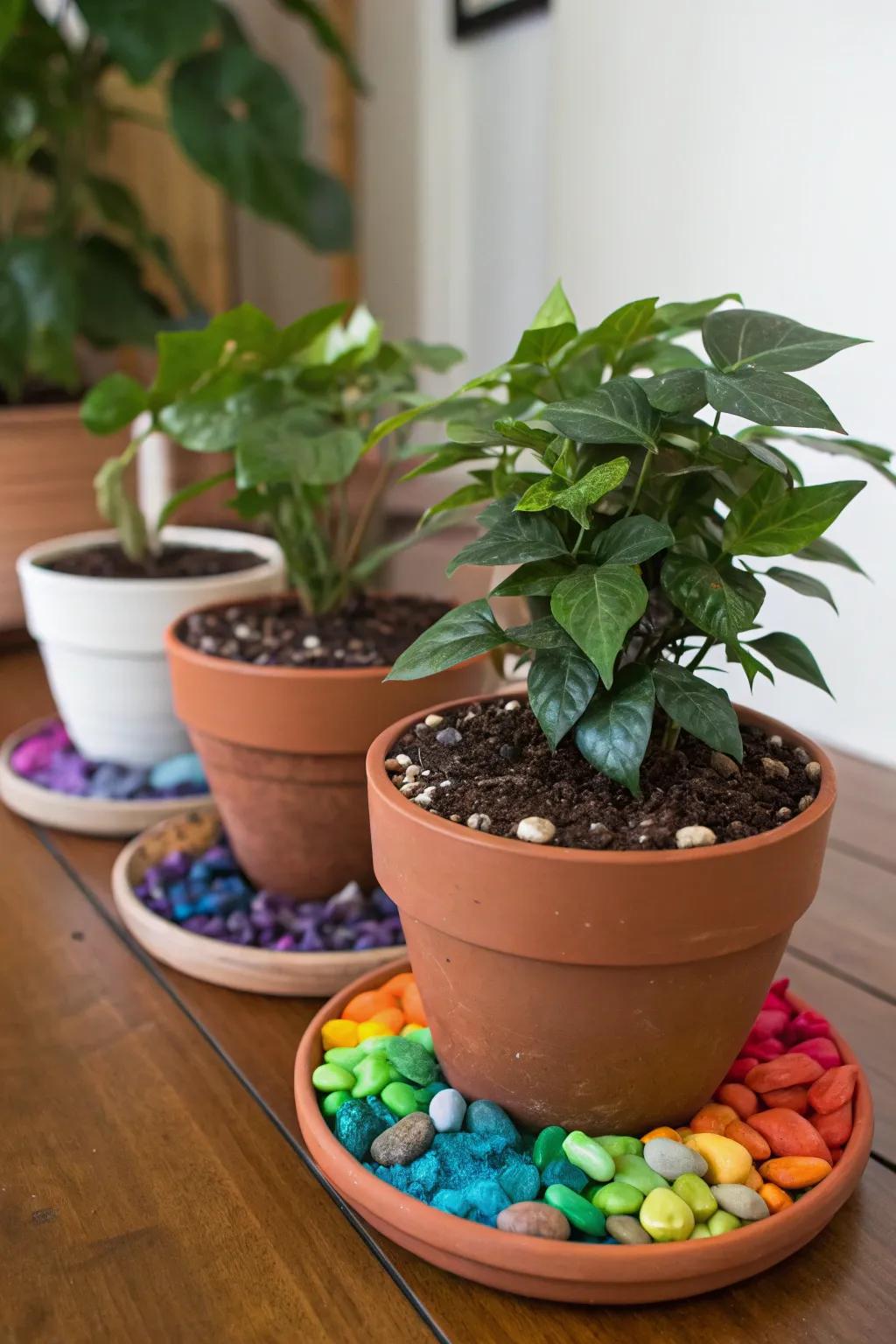 Elevate your flora presentation through vibrant stone toppings.