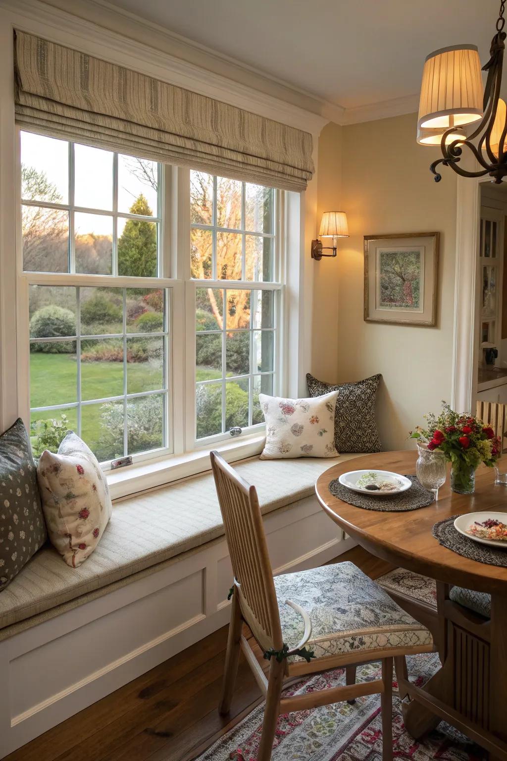 Window seating offers a comfortable location for relaxation and discussions.