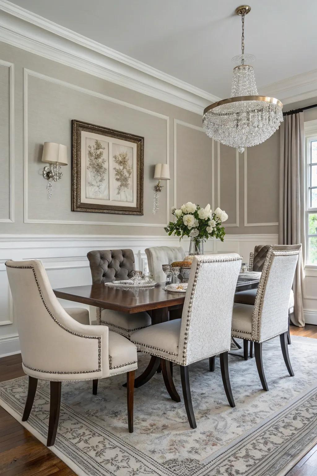 A unified hue strategy beautifully accentuates the distinctiveness of the chair rail.