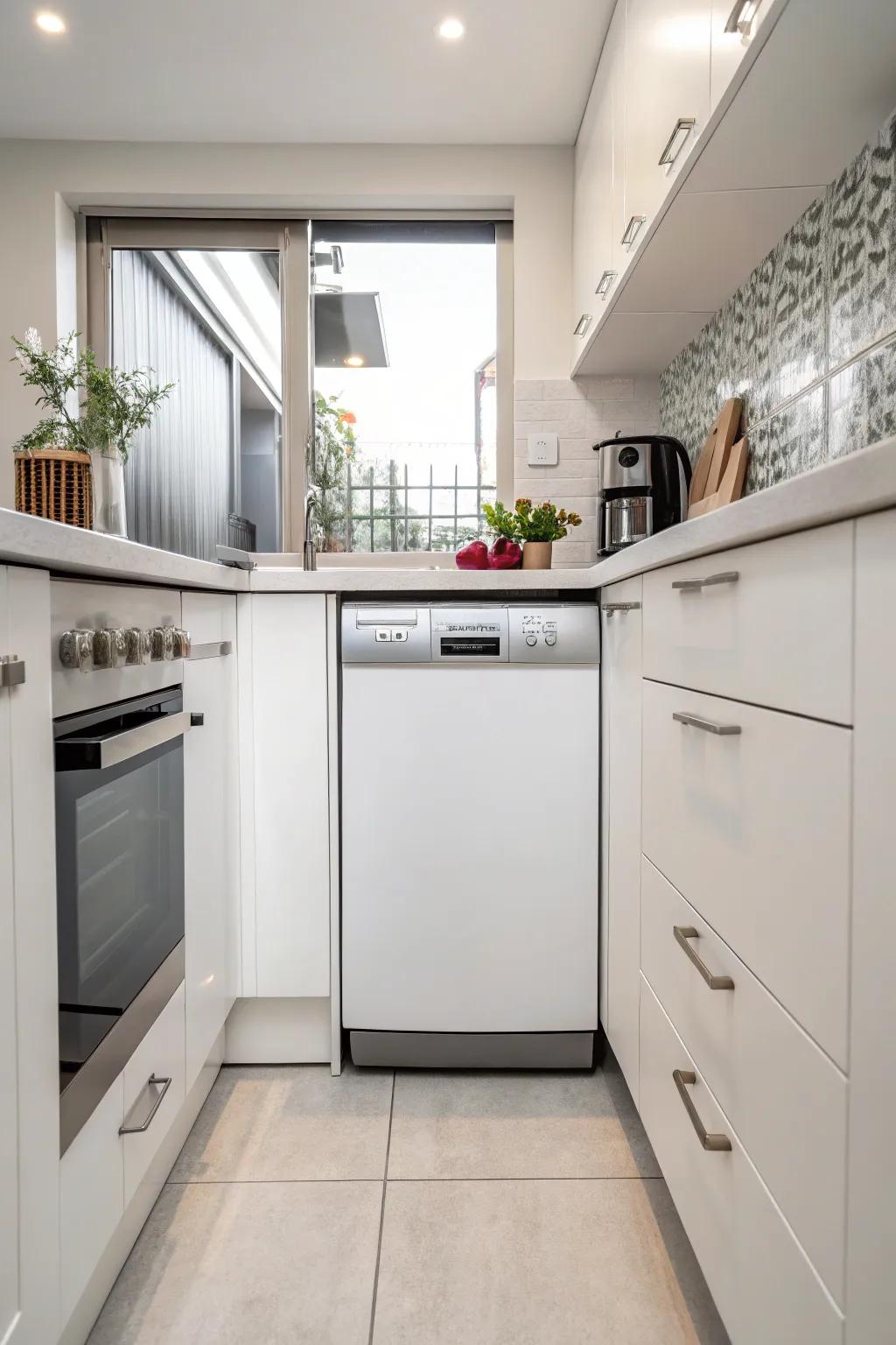 A svelte washing machine designed to snugly fit in tight quarters.