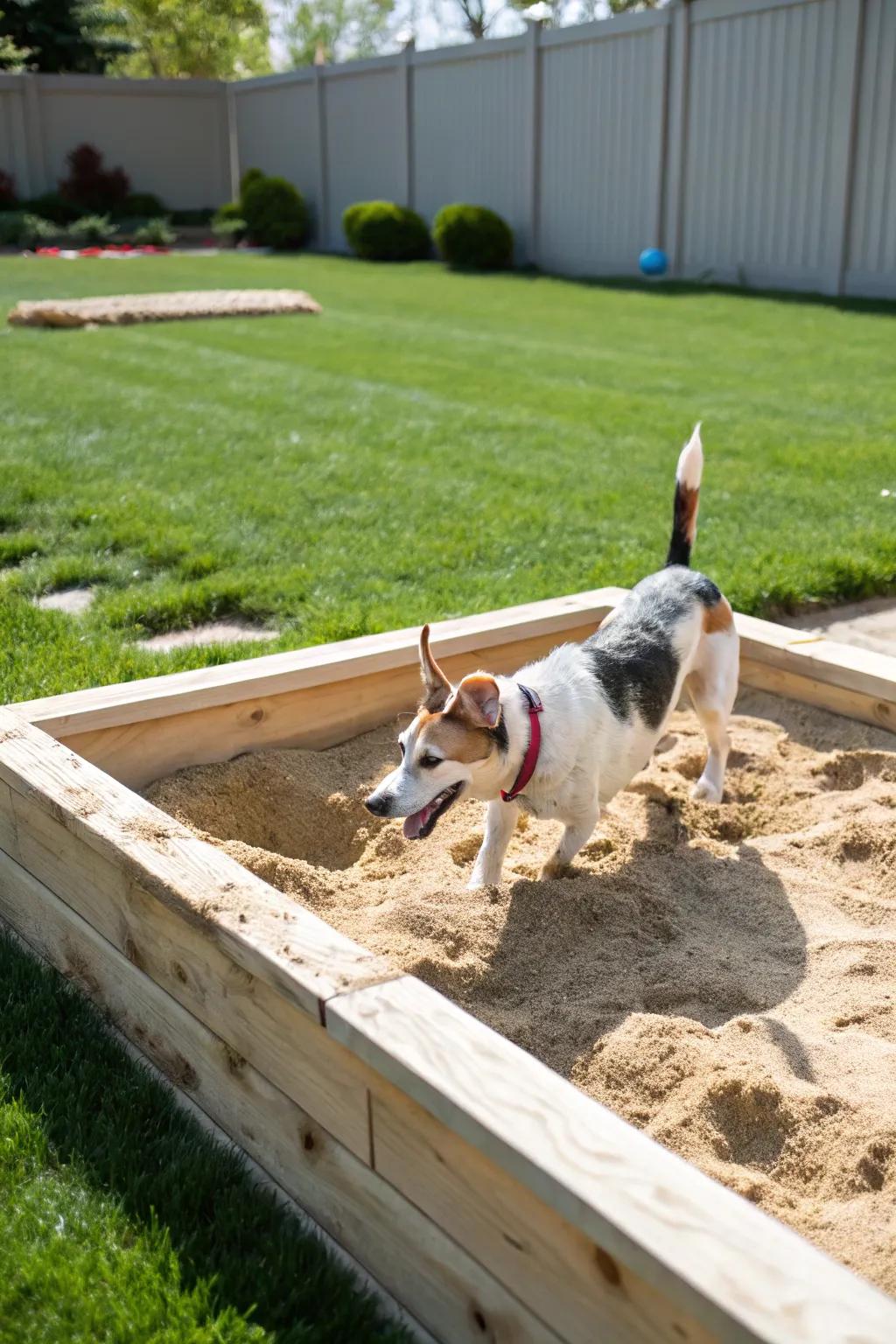 A sandbox keeps digging contained and joyful.