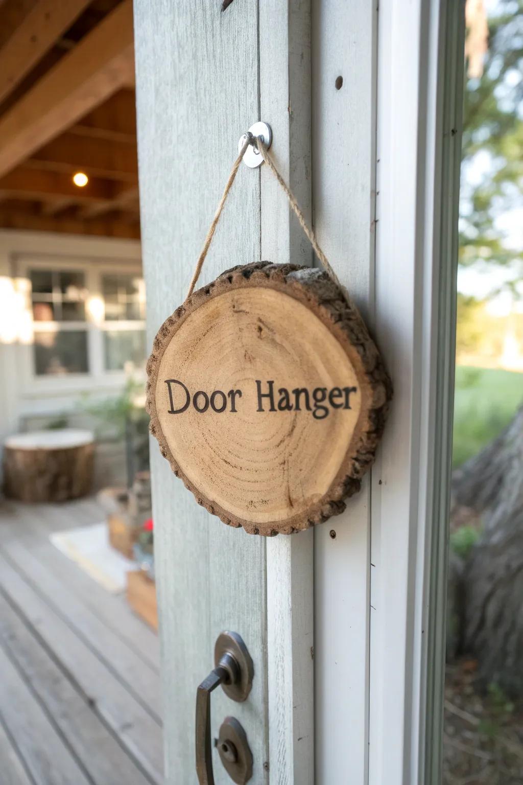 Embrace a rustic feel with a raw timber cut door feature.