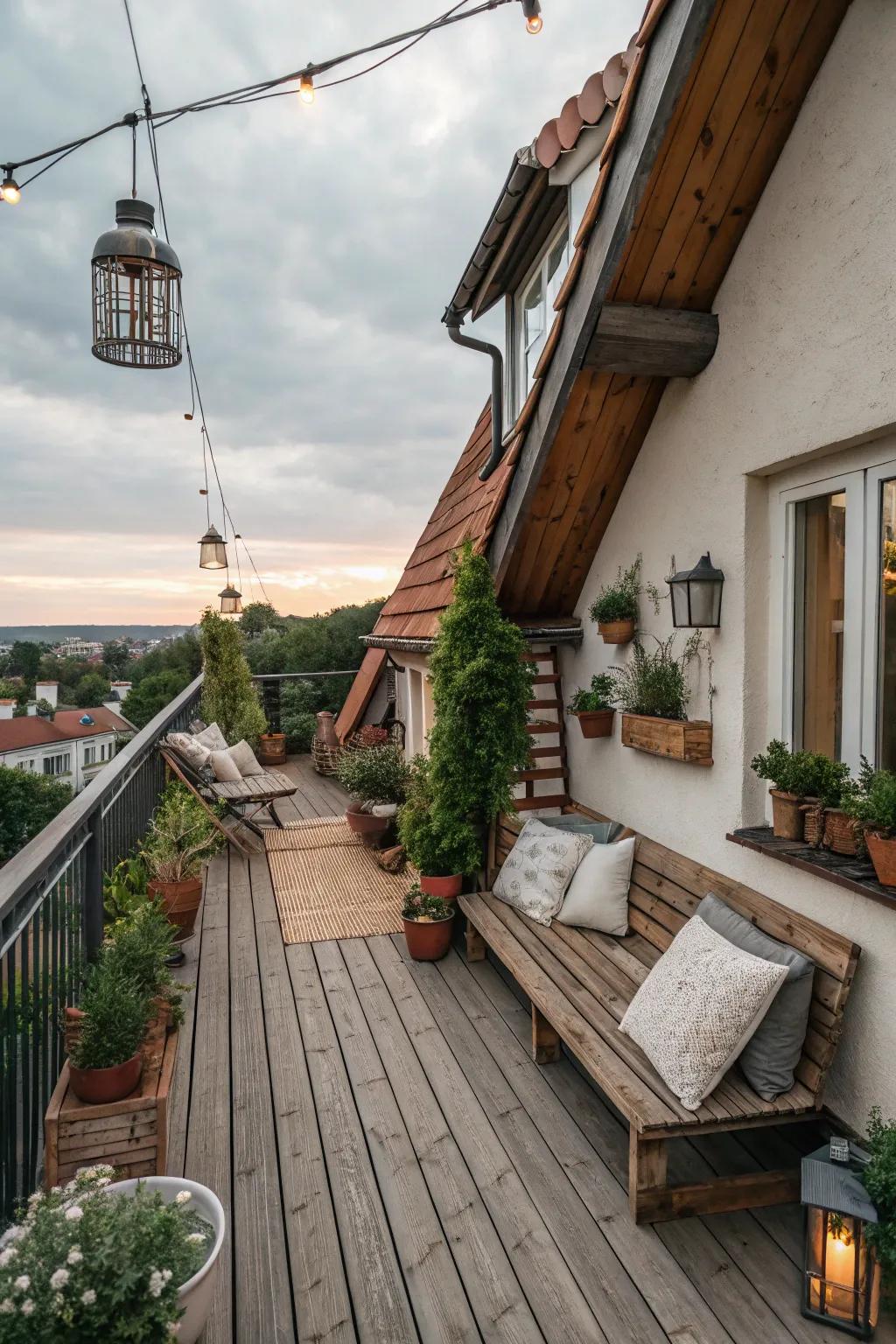 Ecologically sound materials establish an inviting, warm space.