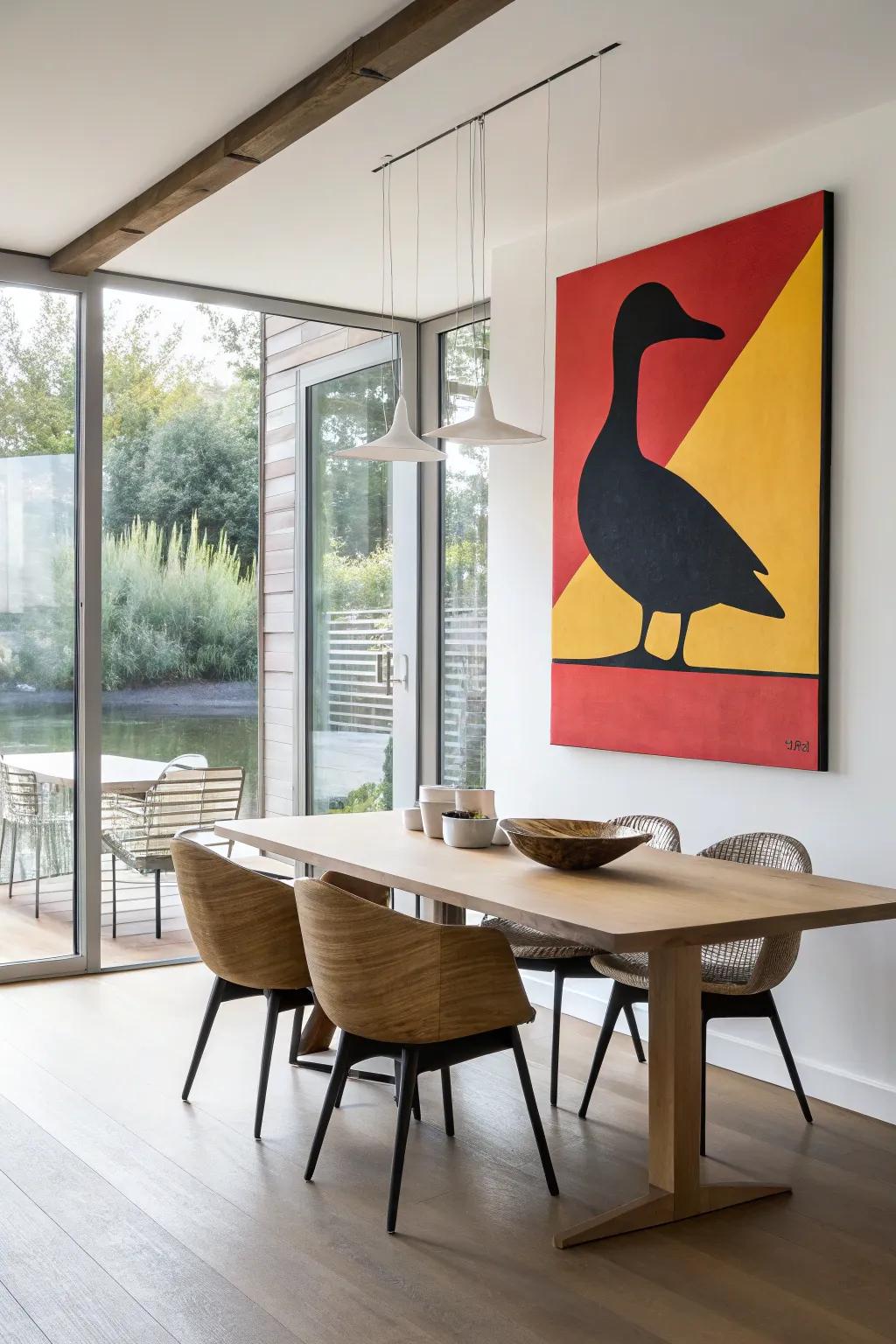 An understated aquatic bird shape for a contemporary feel.