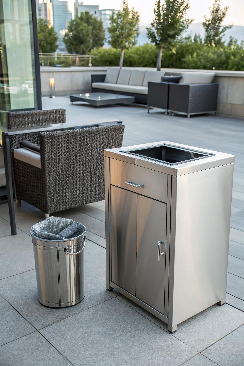 Metallic cabinets combine modern style with toughness.