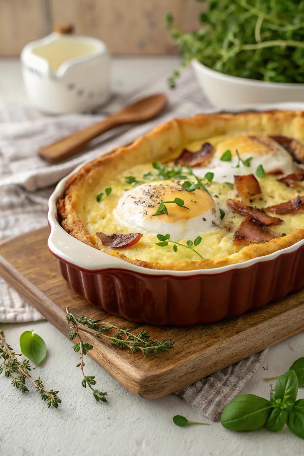 Egg Benedict Bake, a delicious alternative to a brunch favorite.