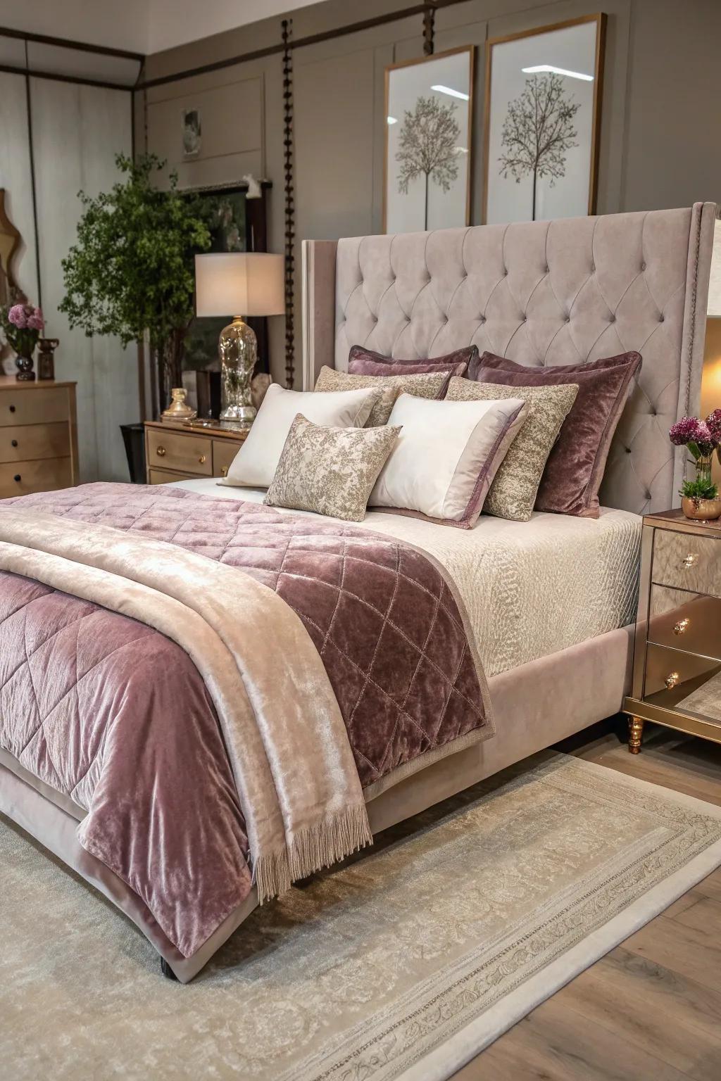 Sumptuous textiles enhance both coziness and luxury.