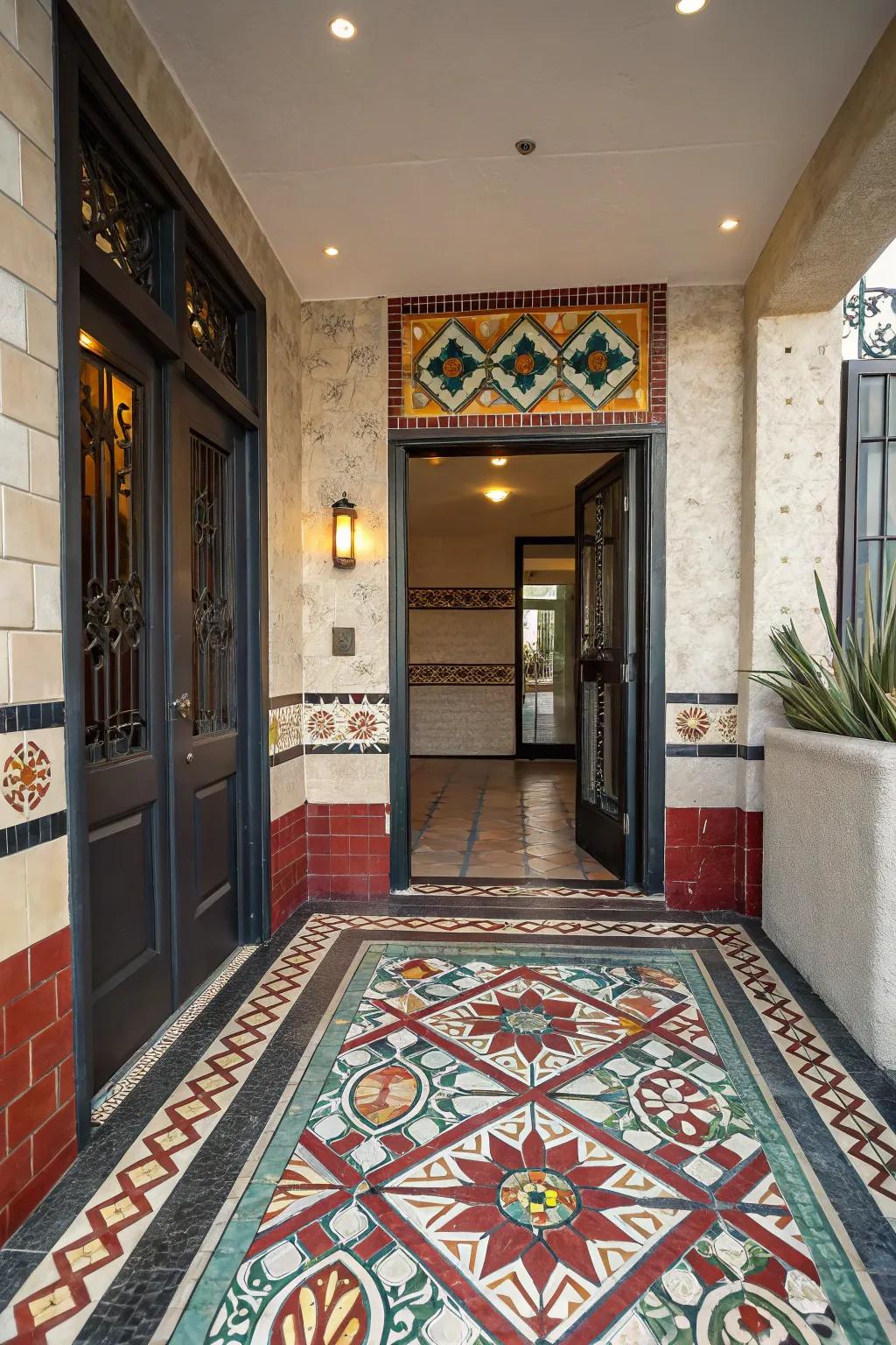 Contrasting outlines emphasize and enhance floor covering layouts.