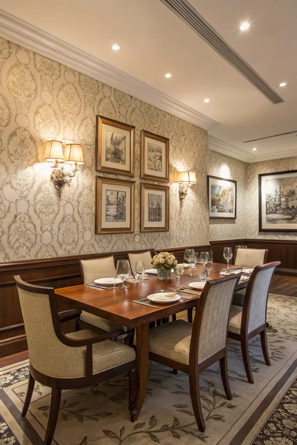 Decorative walls contribute character and depth to your dining space.