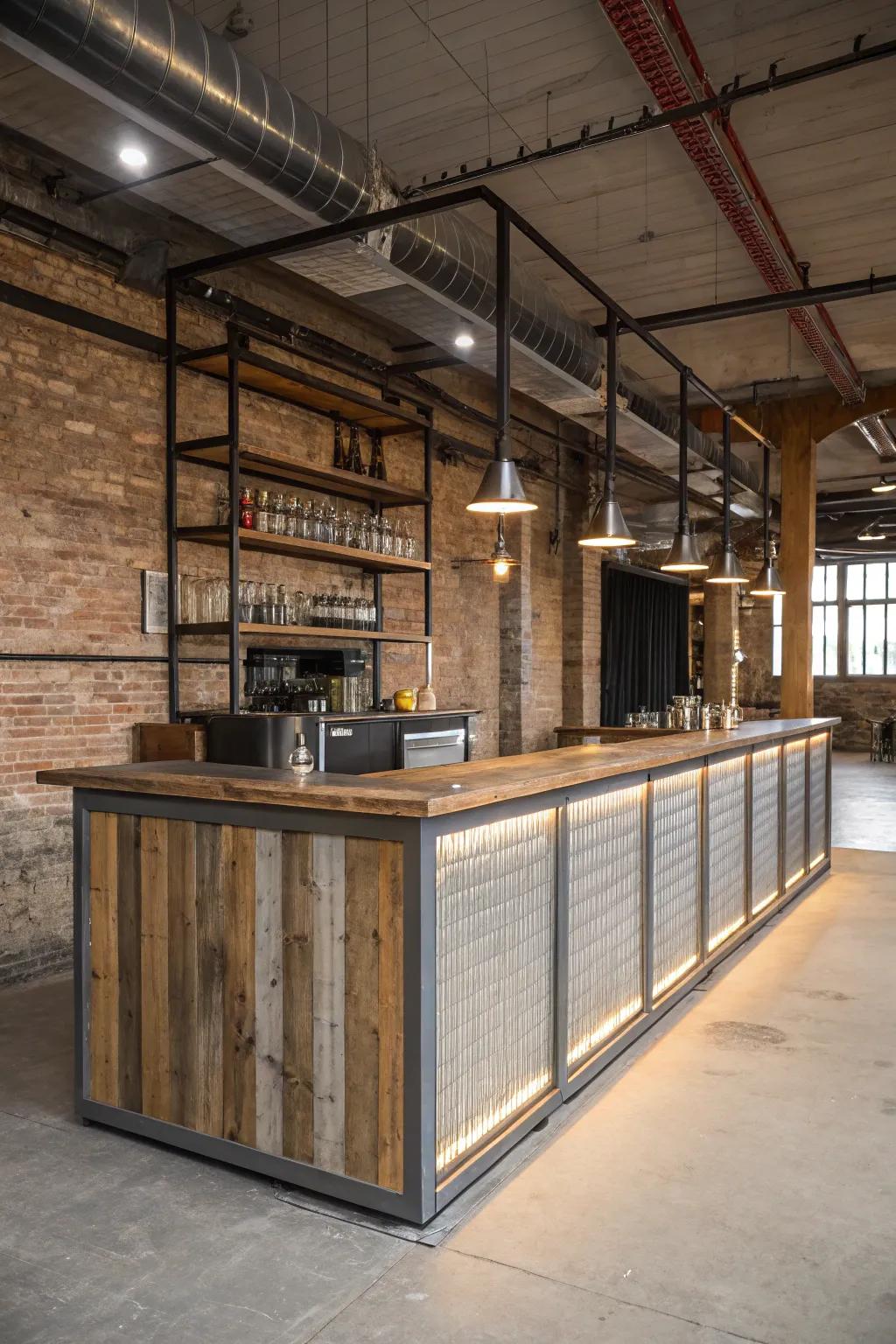 An industrial bar that delivers current metropolitan flair to any dwelling.