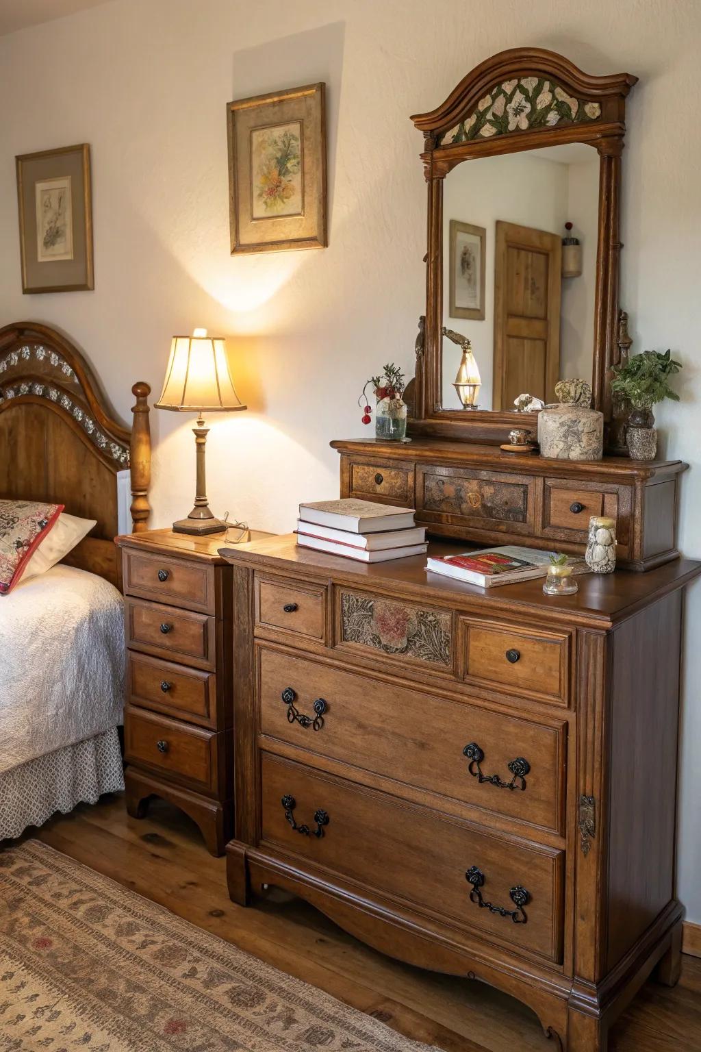Time-worn furnishings provide character and past to your area.