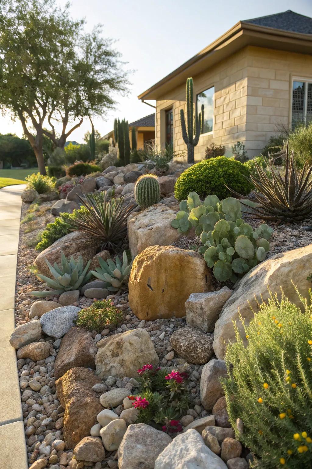 Rock gardens are a tapestry of texture and visual fascination.