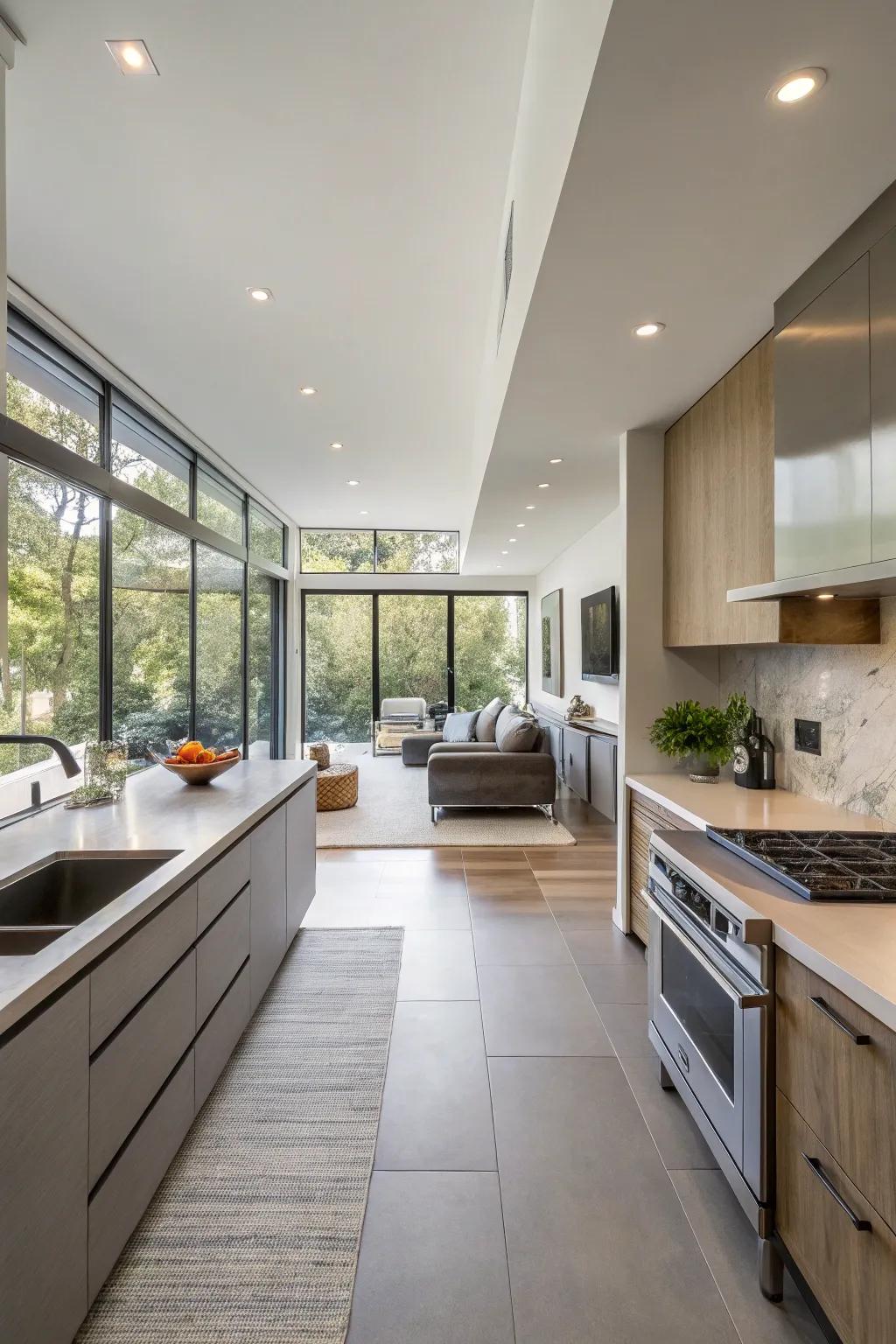 Modern designs make the space feel calm and put-together.