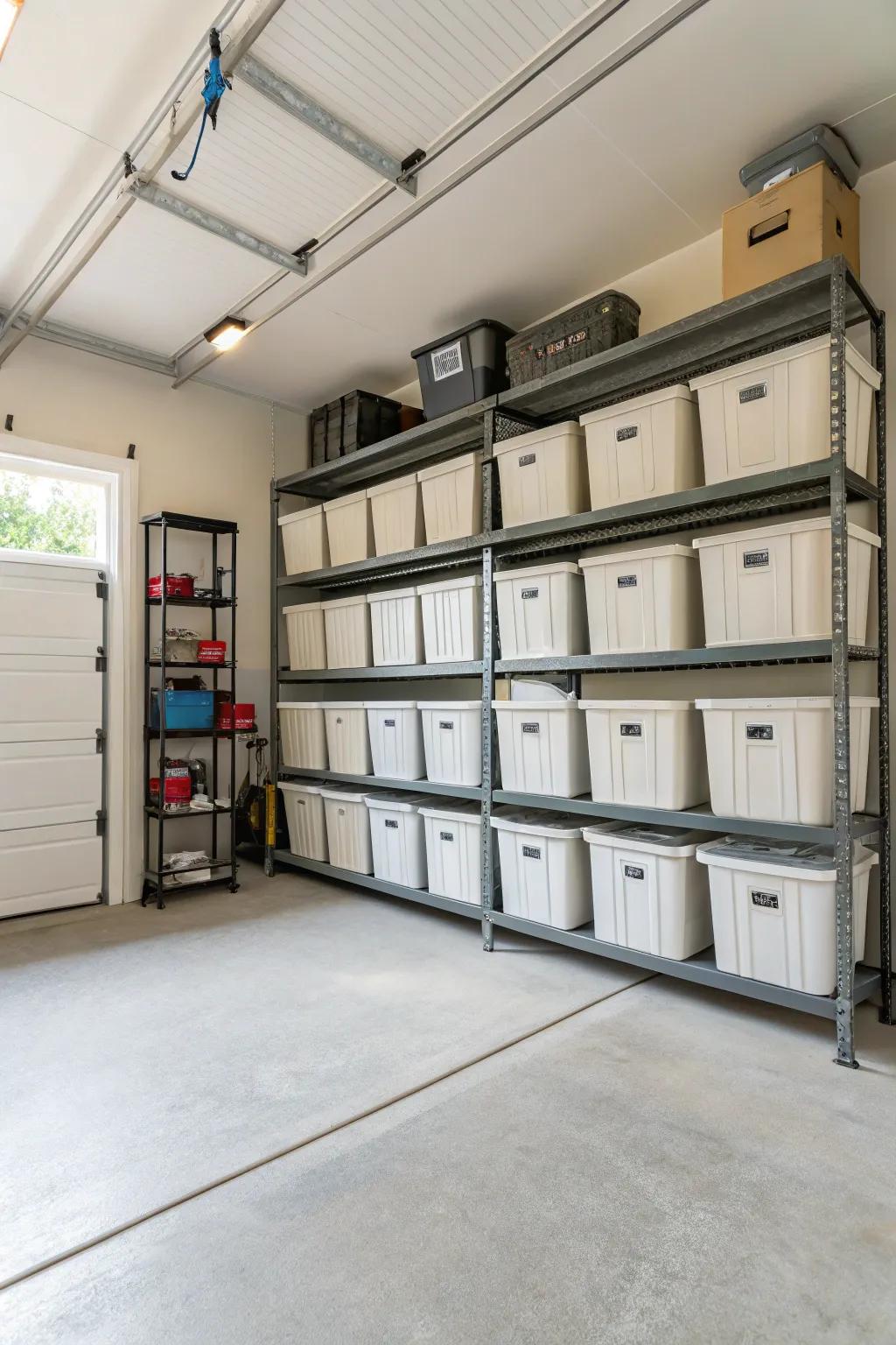 Utilize overhead space for storing bulky or seasonal items.