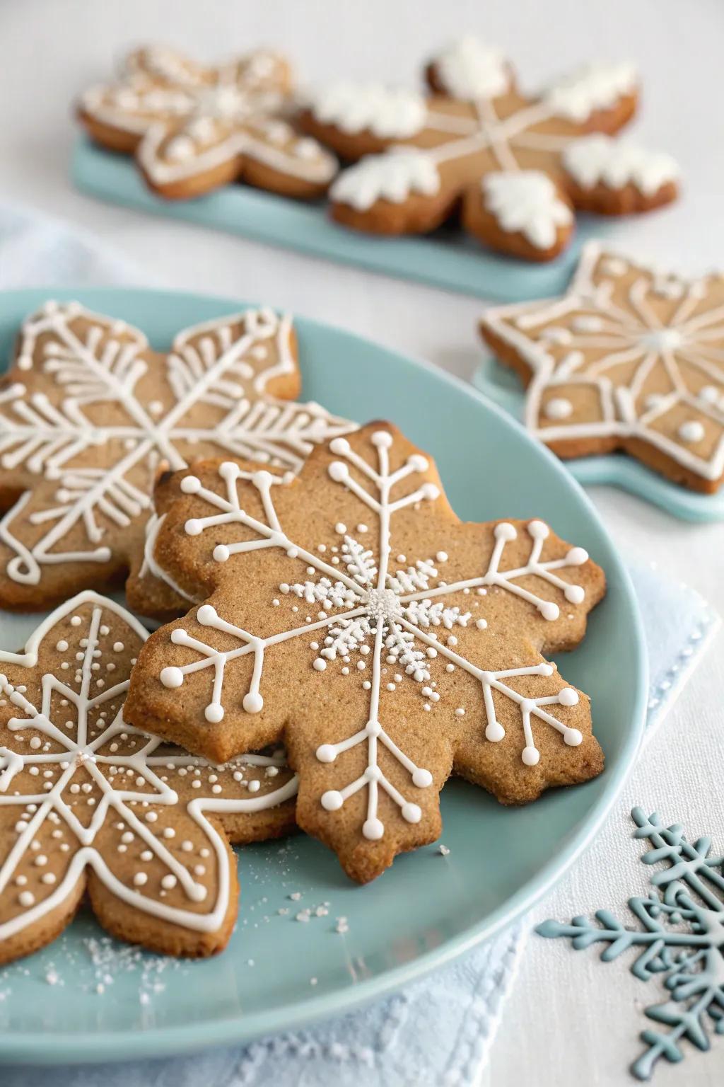 Icy snowflakes encapsulating winter's enchantments.