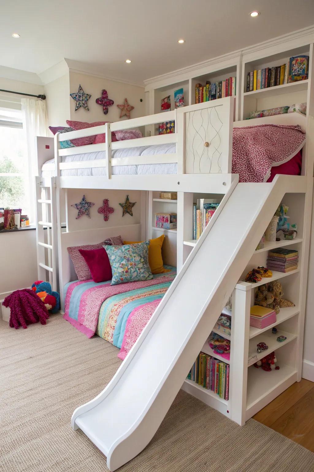 Incorporate a slide for a burst of excitement and adventure.