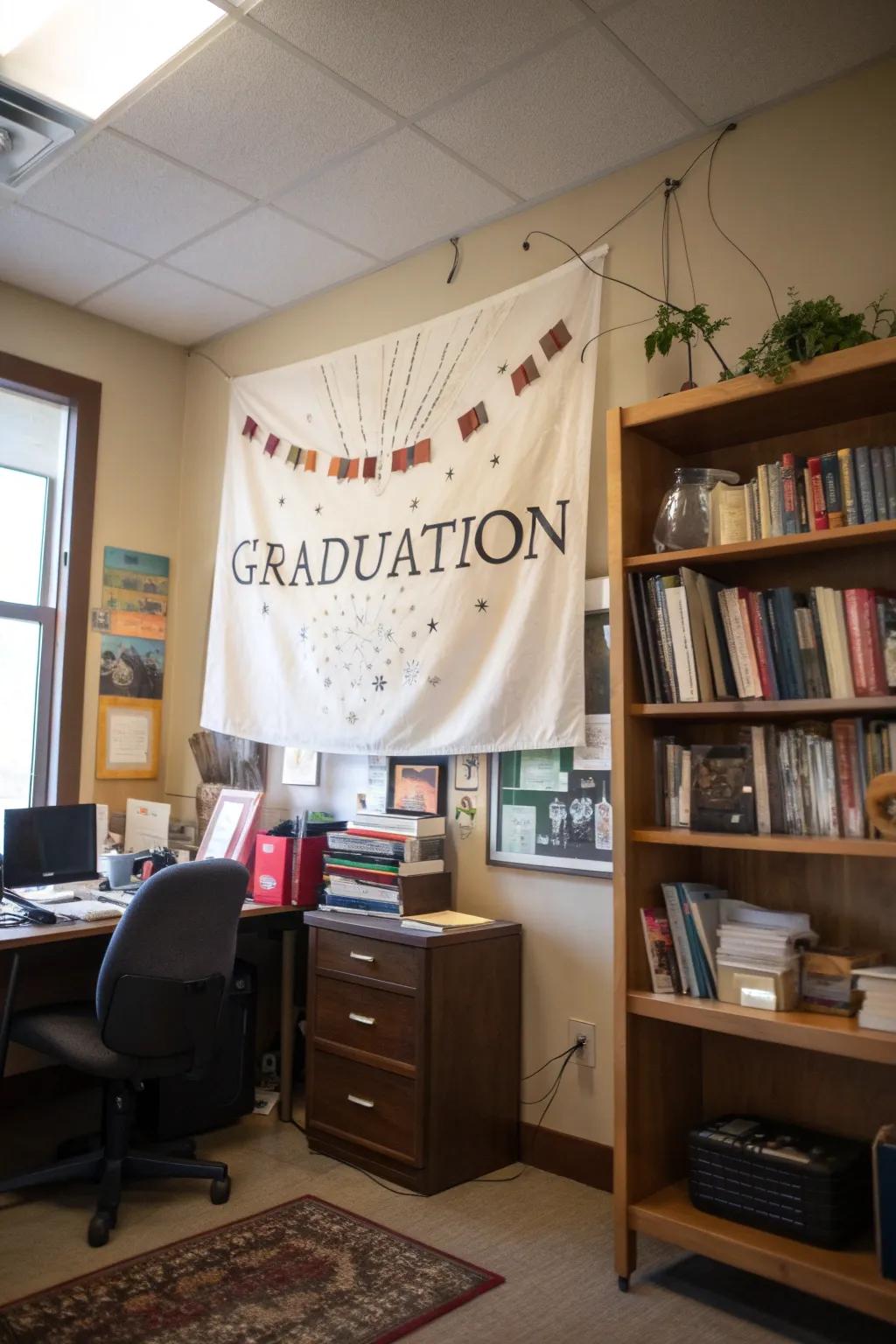 An inspiring banner with a motivational citation for graduates.