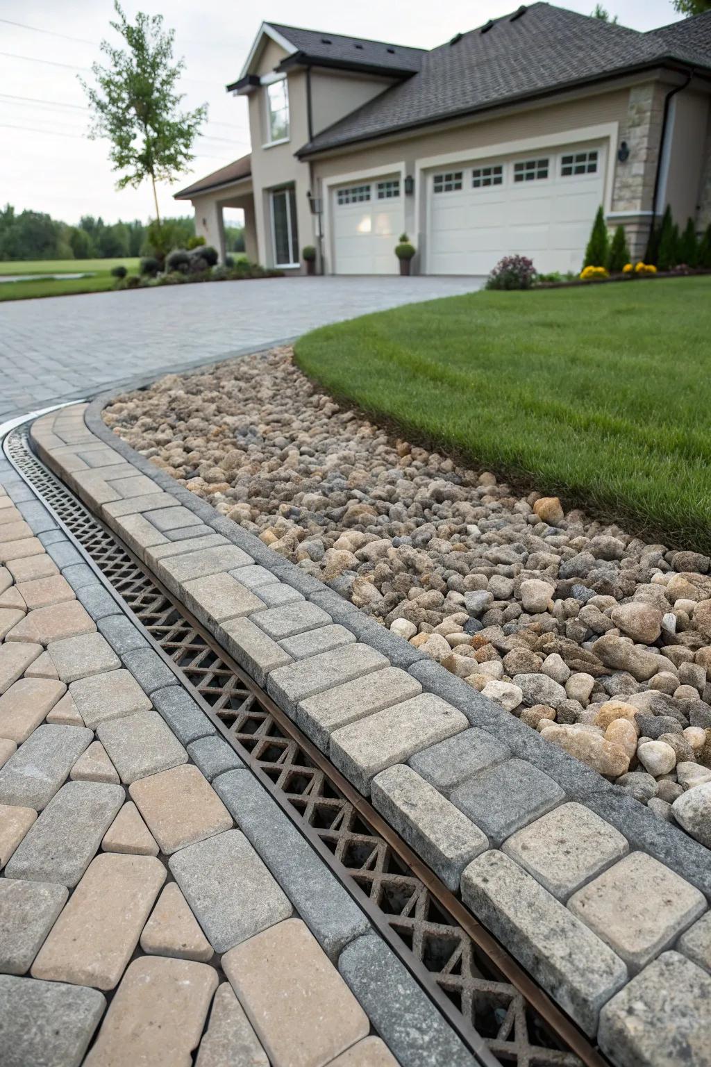 Permeable pavers offer a neat and sustainable driveway option.