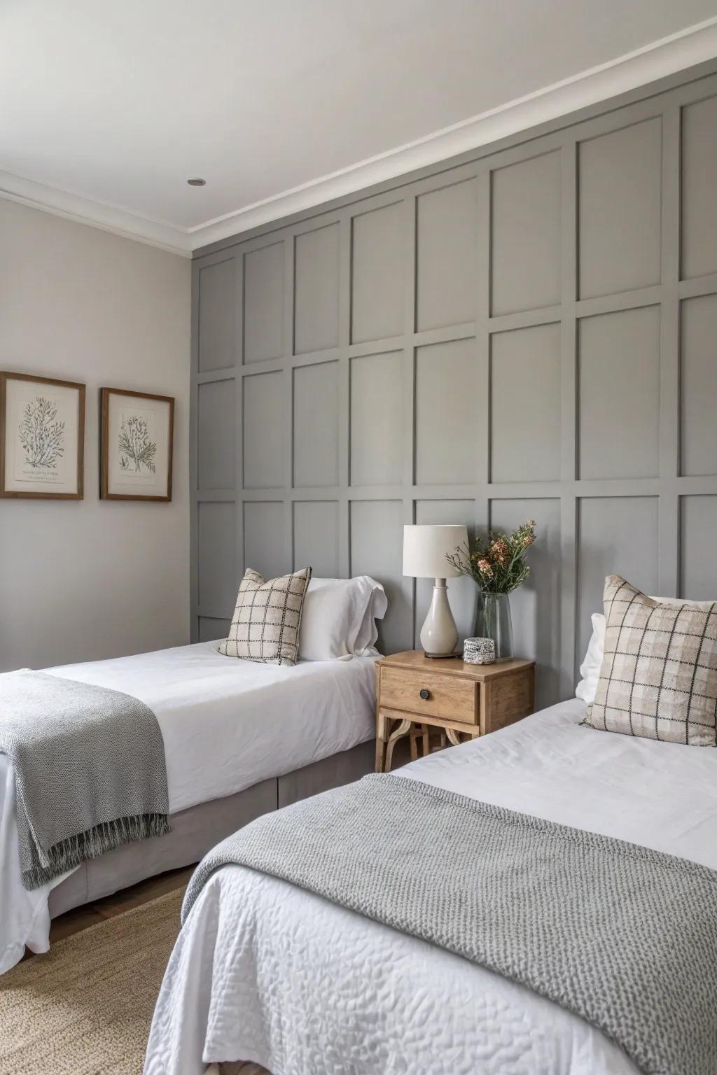 A feature wall contributes a stylish focal element to the area.