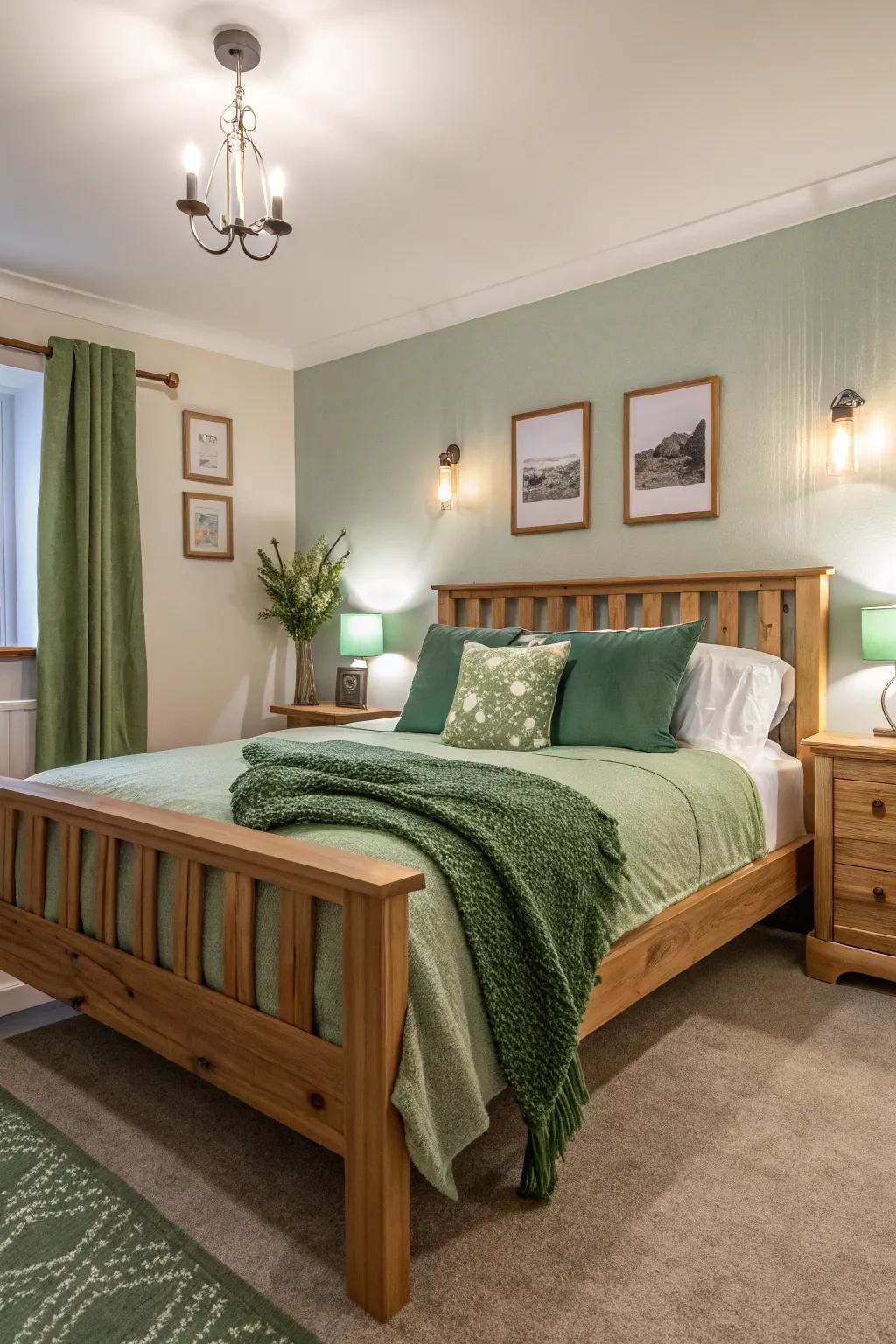 Authentic timber and hints of green craft an inviting and balanced atmosphere.