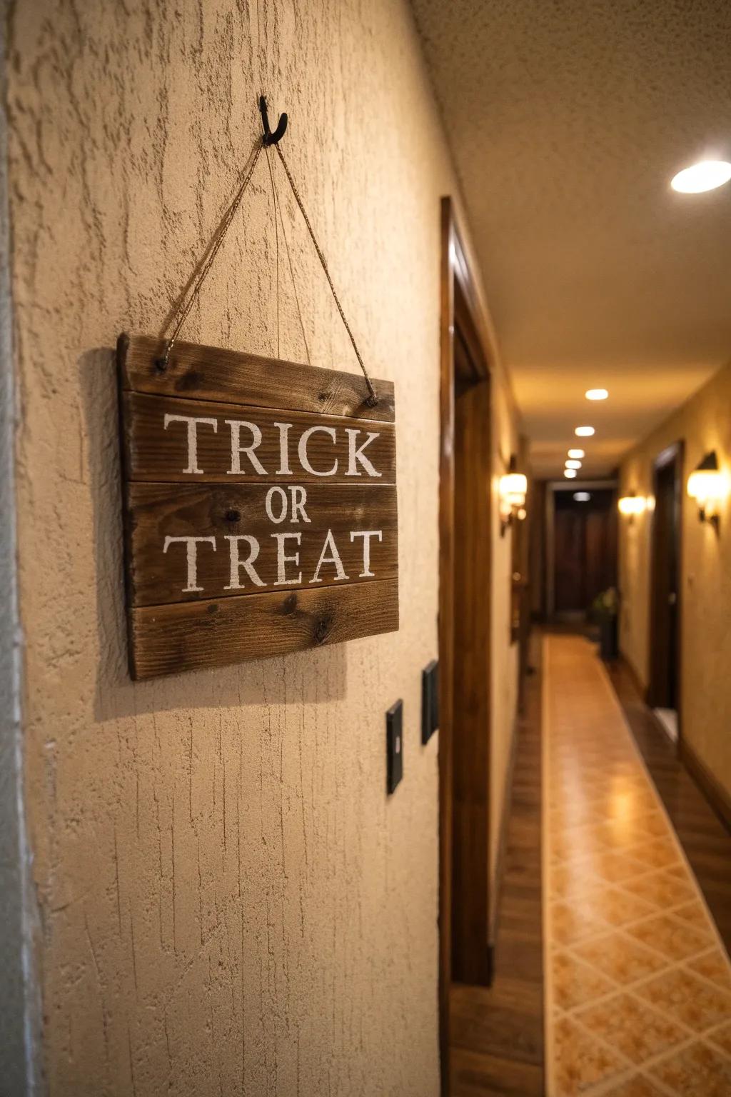 Welcome guests with a playfully spooky sign.