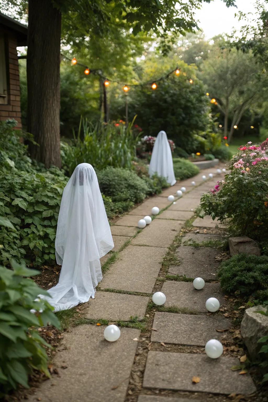 Escort your guests with a trail of apparitional figures.