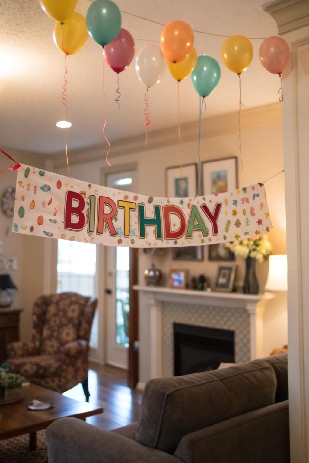 A customized banner adding a special touch to the decorations.