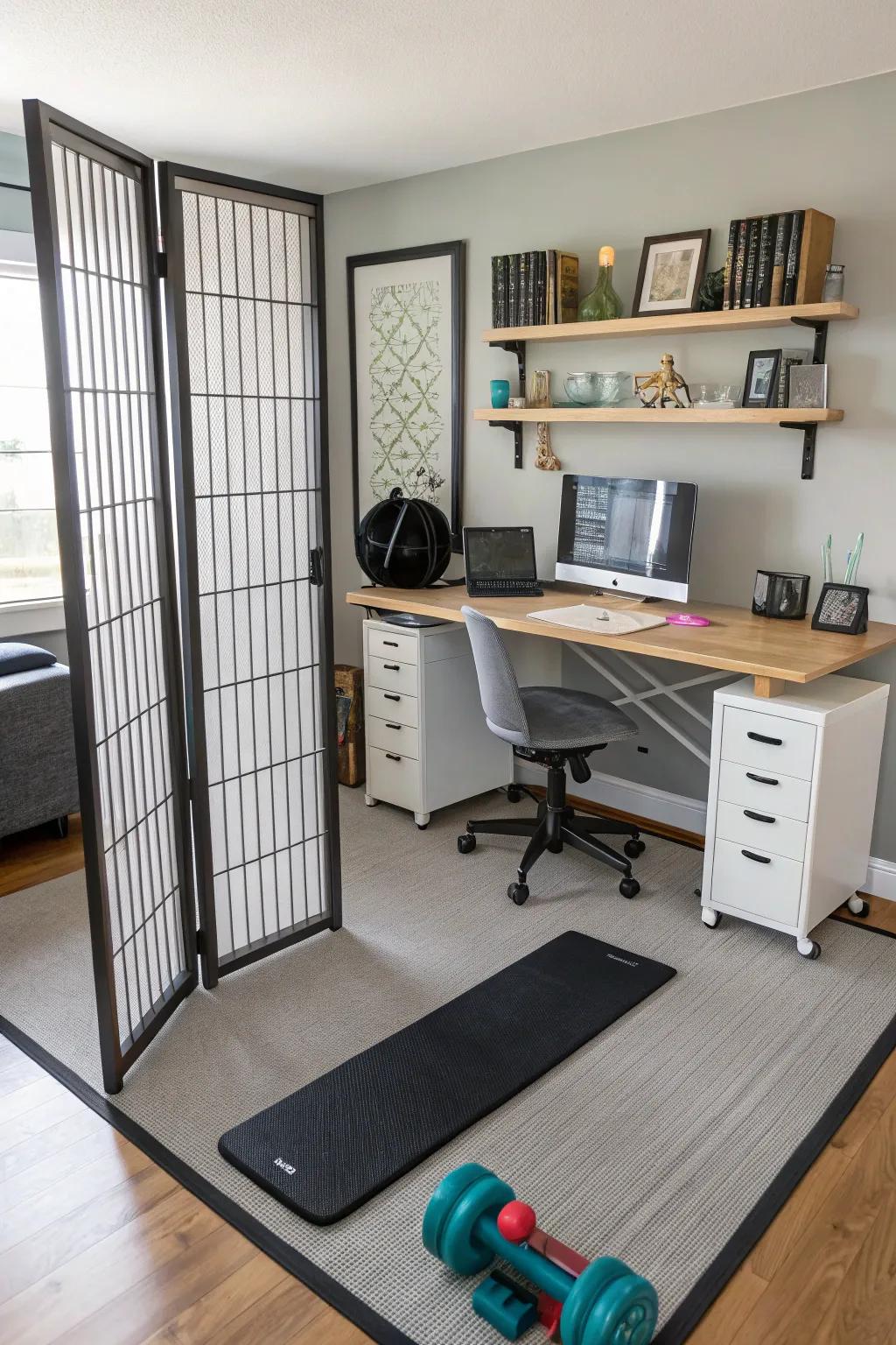 Separate areas aid concentration and smooth transitions in your multipurpose area.