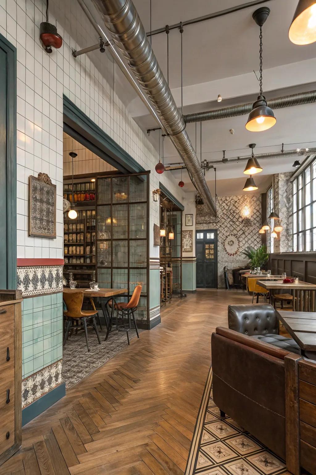 A pleasing mix of materials that results in a distinctive atmosphere.