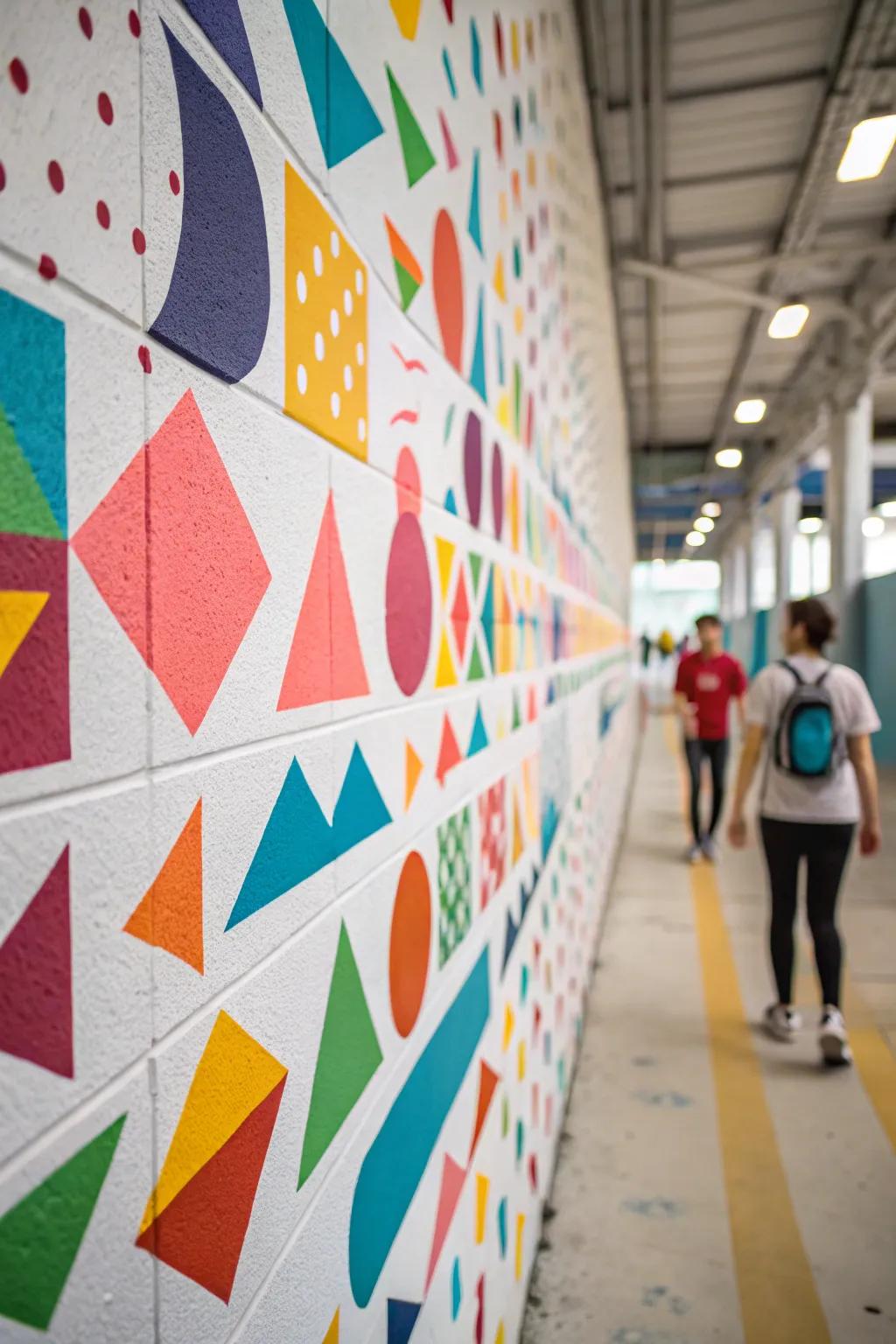 Geometric shapes add a bold 90s flair to your walls.