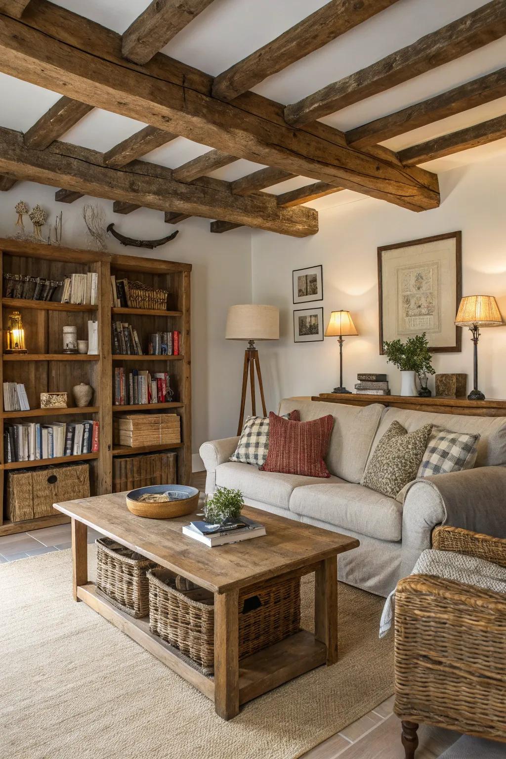 A living space that harmonizes rustic charm with contemporary comfort.