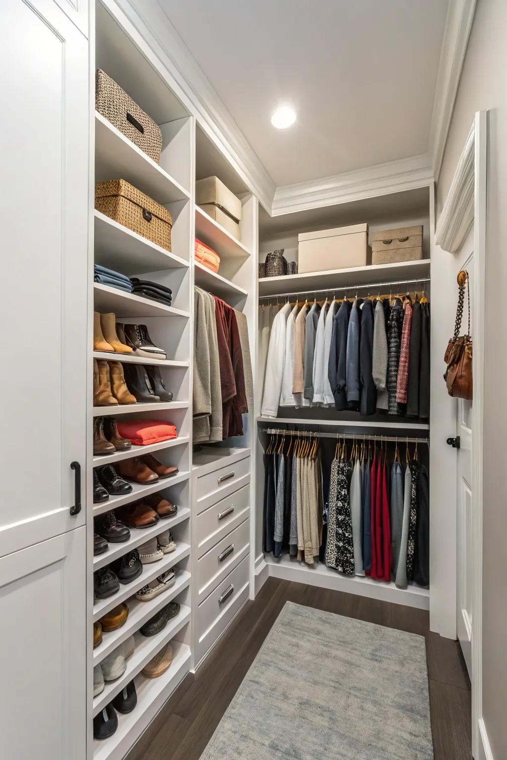 Increase your closet’s capacity by utilizing height.