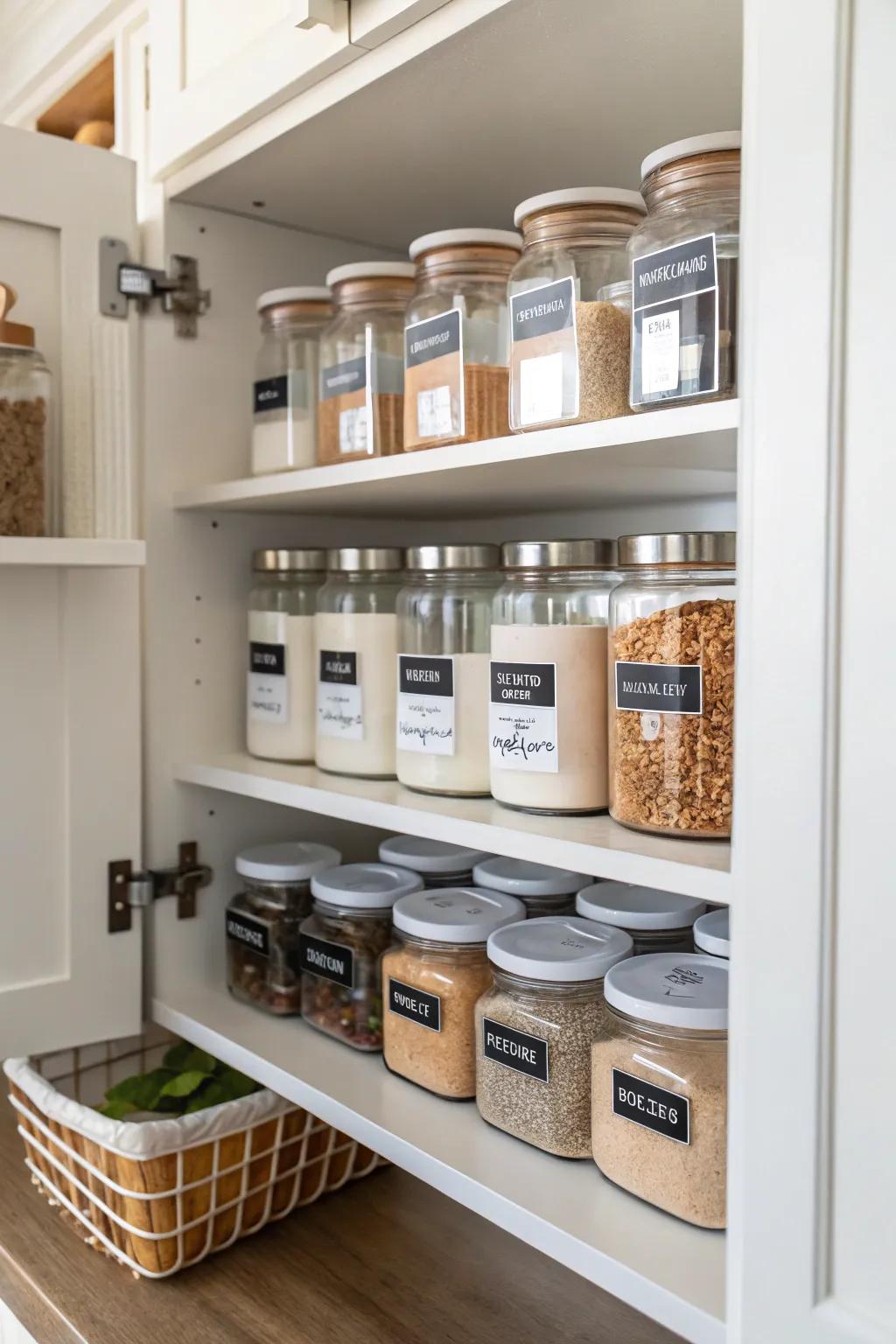 Labels add precision and structure to your kitchen's storage solutions.