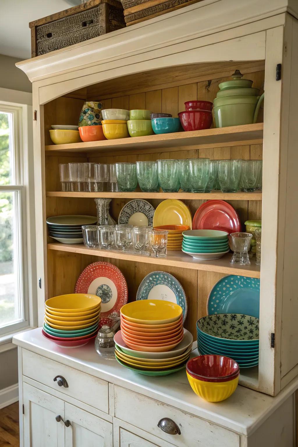 With a china cabinet top cabinet, you can add charm to your kitchen.