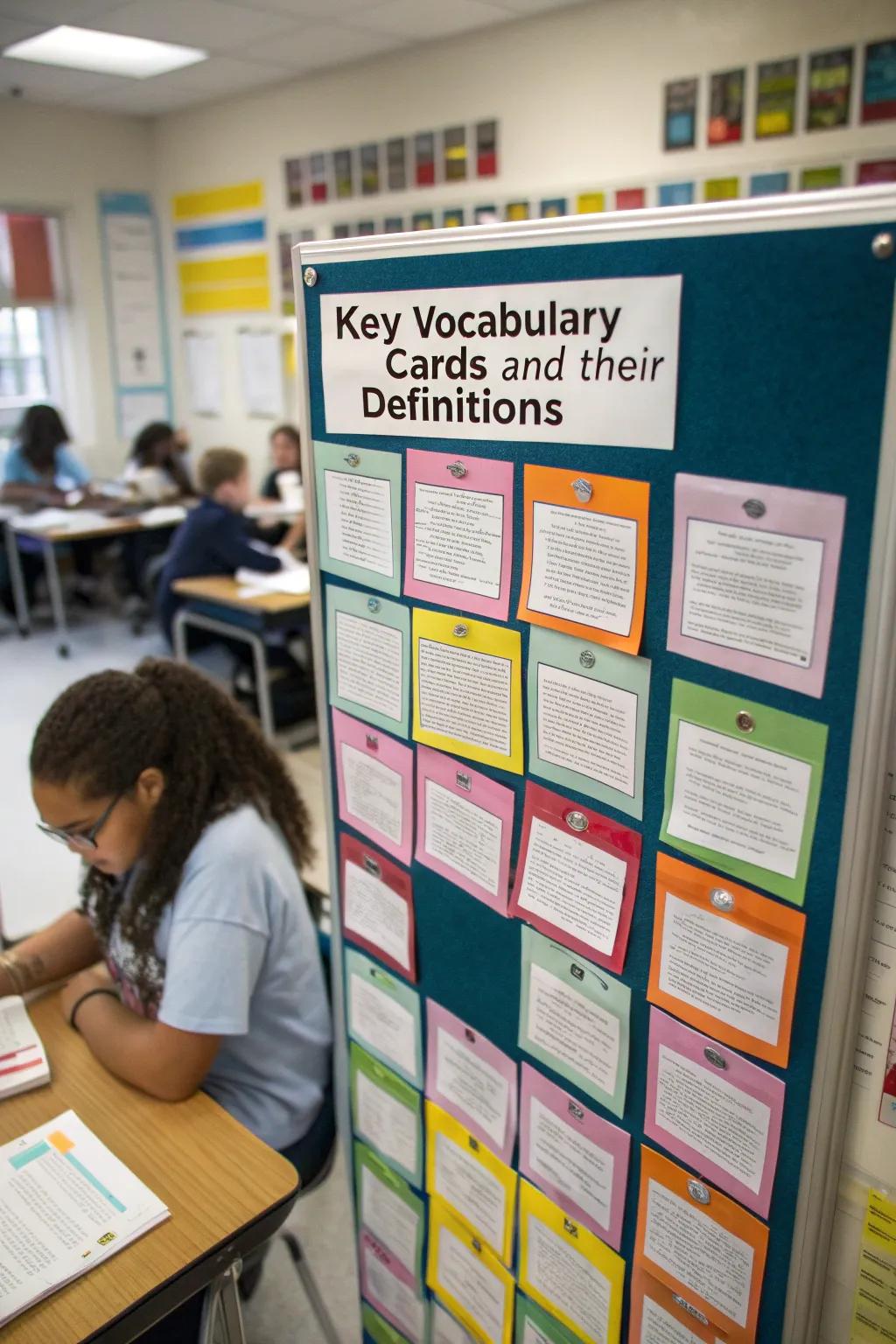 A vocabulary wall enhances language acquisition and understanding.